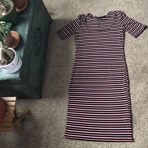 Black red and white striped t-shirt dress